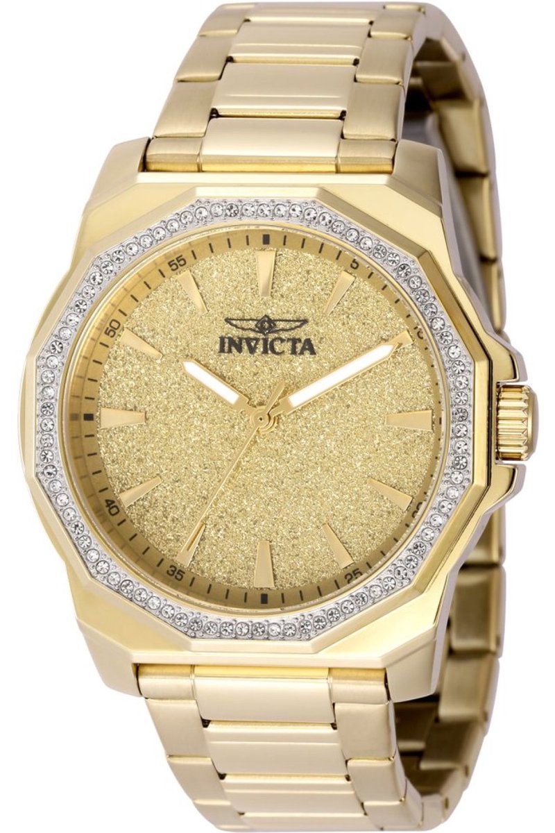 Invicta Speedway 49127 Heren Horloge - Waterdicht - Analoog - Quartz Uurwerk - Roestvrij Staal met gouden Wijzerplaat - 42mm