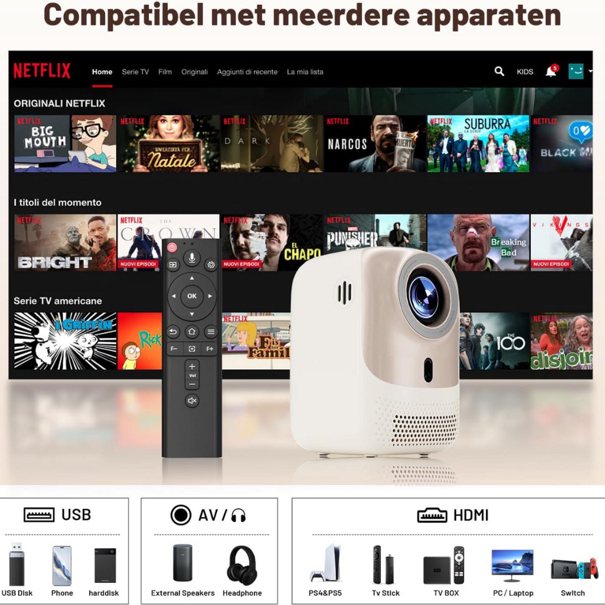 Lexium Mini beamer - Projector - Beamerscherm - Projectiescherm - Outdoor & Indoor Projector -
