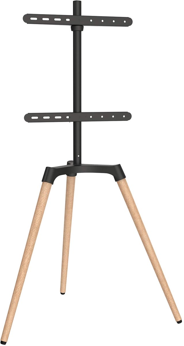 EasyLife - Design EASEL Tripod TV-standaard - Bevestiging voor tv's tot 65 inch & 35 kg - 140° draaibaar - Hoogteverstelbaar + Kabelmanagement - VESA tot 400x400 (Zwart/Lichtbeuken)