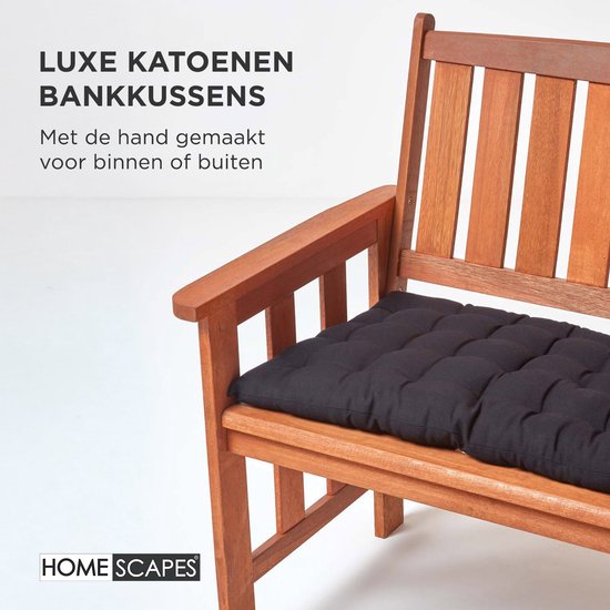 Homescapes Coussin pour banc de jardin 3 places, Noir