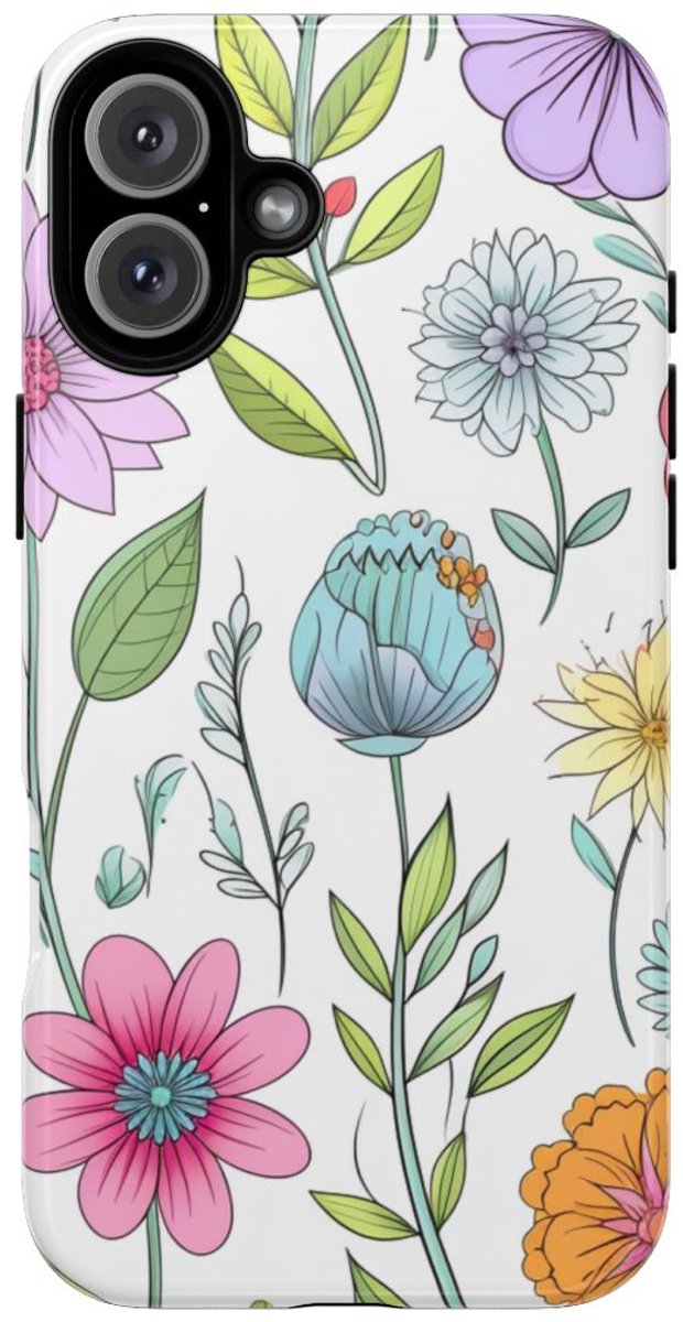 Kleurrijk Bloemenpatroon – Telefoonhoesje Geschikt voor iPhone 16 Plus
