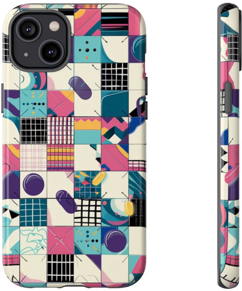 Kleurrijk Abstract Geometrisch Patroon – Telefoonhoesje Geschikt voor iPhone 14 Plus