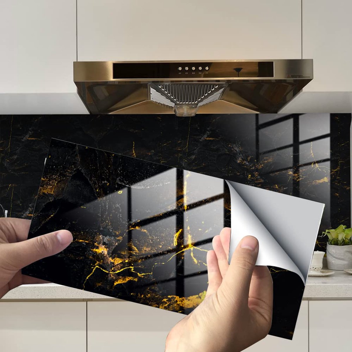 HORIWE Tegelstickers Marmering 12x6 Inch Wandtegelstickers 32 Stuks PVC Tegelstickers Tegelfolie Zelfklevend Behang Waterdichte Muurstickers voor Keuken, Kast, Meubels, Tafel