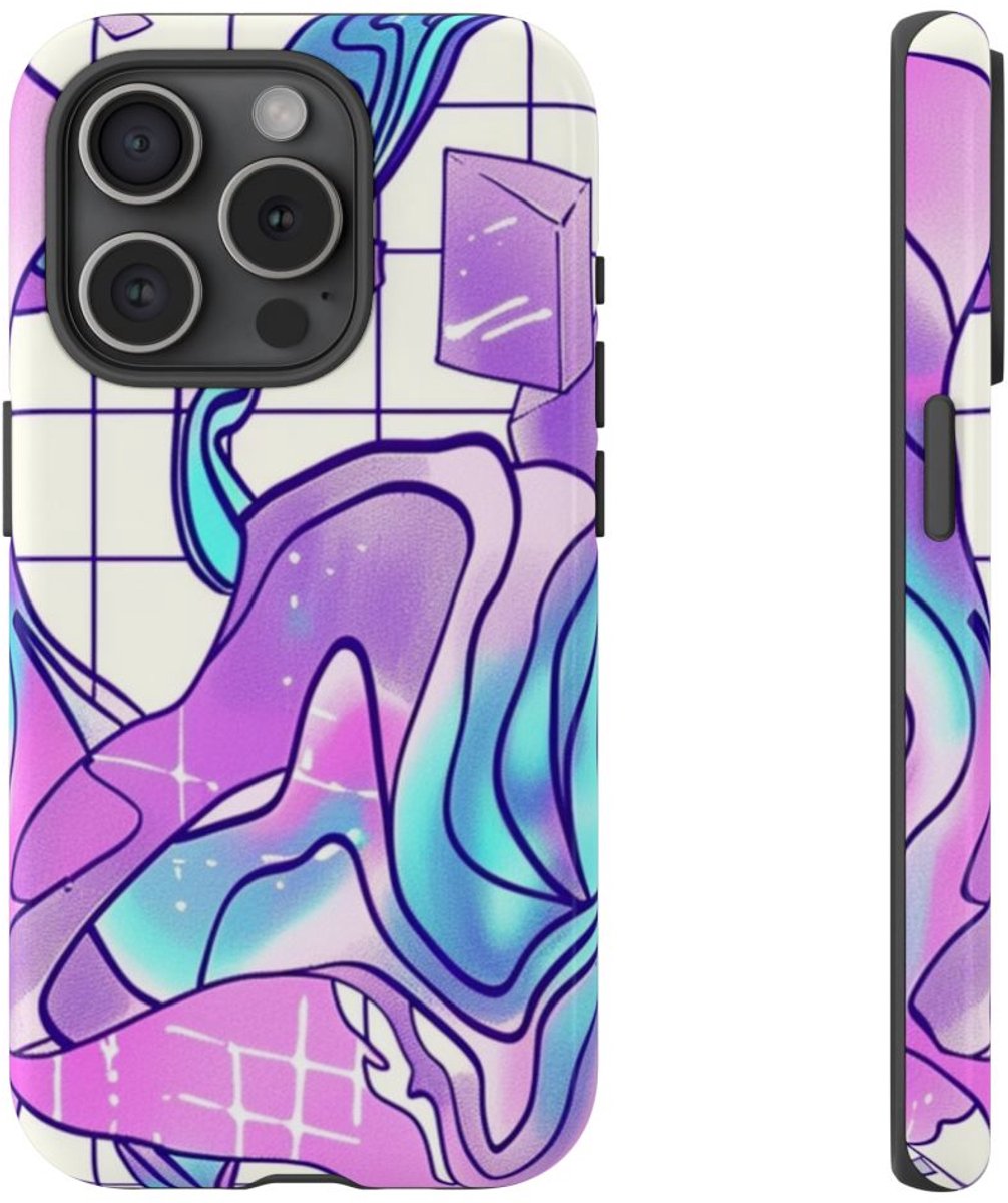 Abstract Kristal Vaporwave Patroon – Telefoonhoesje Geschikt voor iPhone 15 Pro