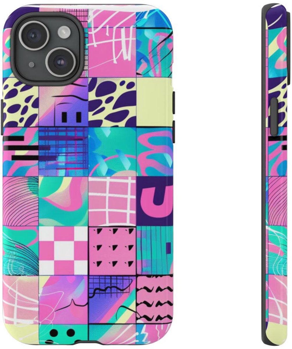 Kleurrijk Abstract Geometrisch Patroon – Telefoonhoesje Geschikt voor iPhone 15 Plus