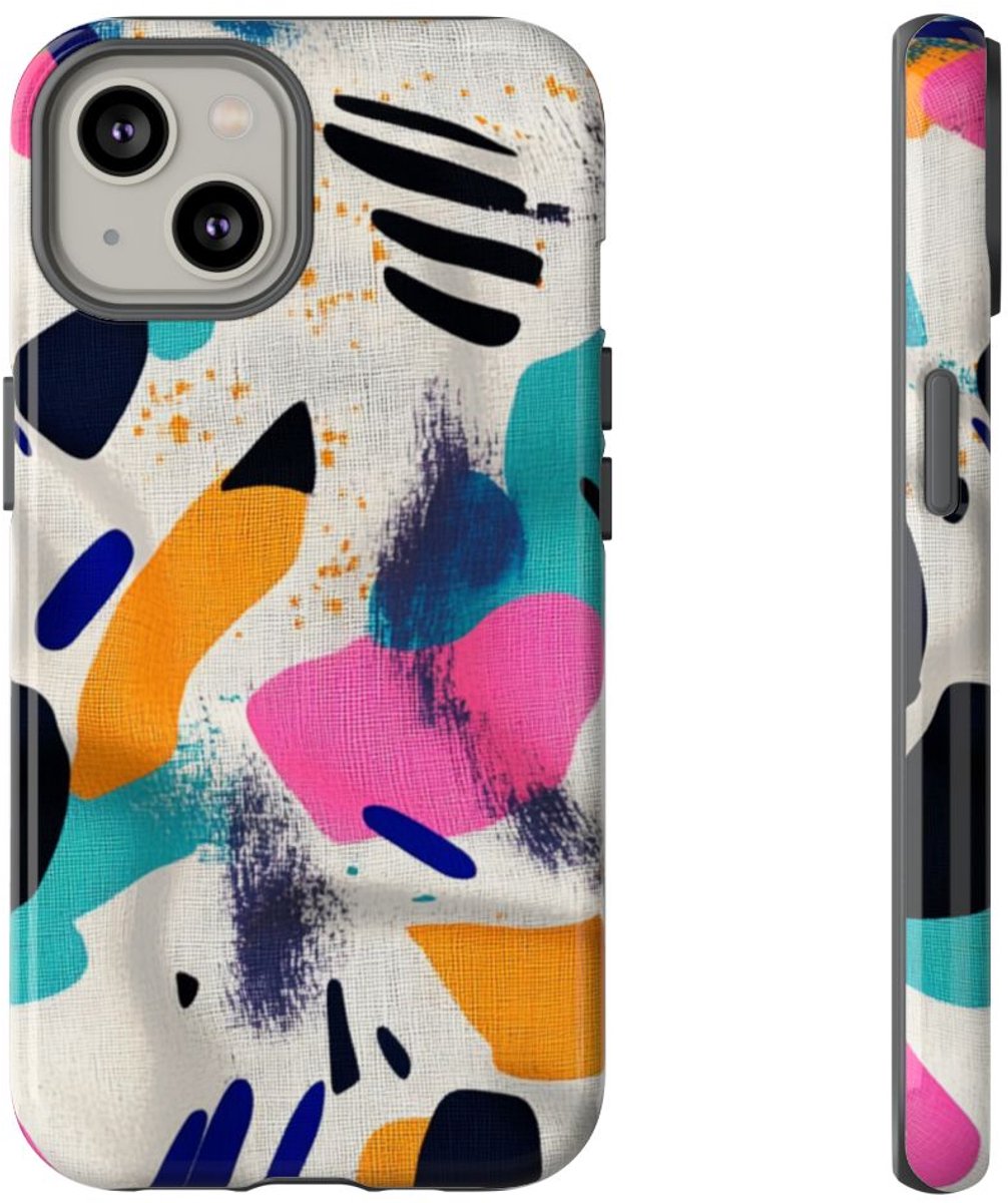 Kleurrijk Abstracte Vormenpatroon – Telefoonhoesje Geschikt voor iPhone 14