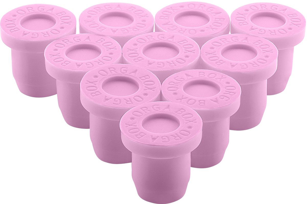 ORGA-BOX set van 10 siliconenvoetjes voor 10,5 mm boorgat magenta antislip rubberen voetjes