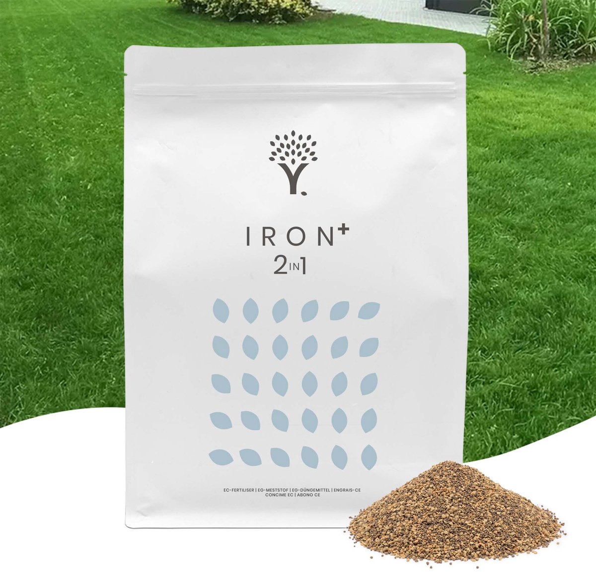 MOOWY Meststof met IJzersulfaat voor 250m² Gazon - Iron+ Gazonmest met IJzer voor Groener Gras - Mosbestrijding & Gras Bemesting in Één