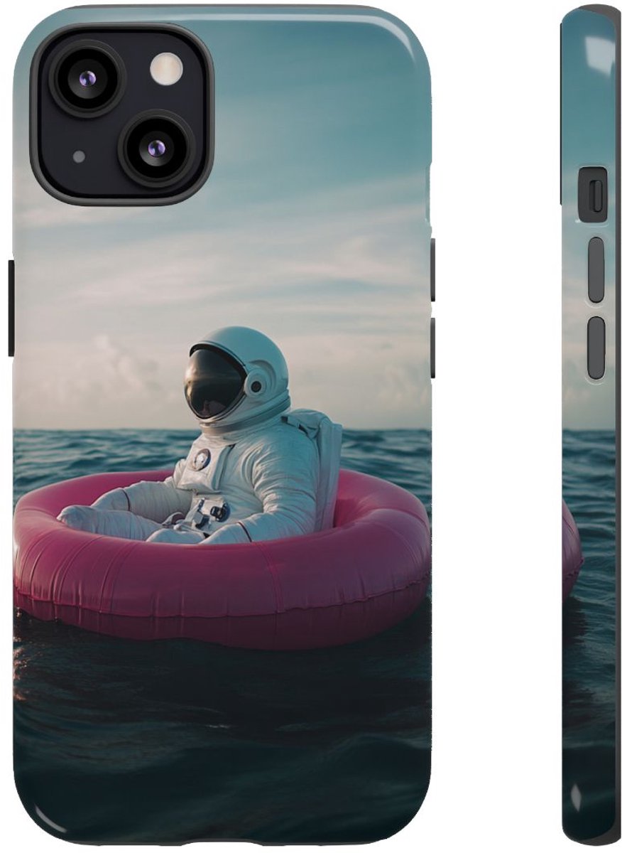 Astronaut op Roze Zwemband – Telefoonhoesje Geschikt voor iPhone 13