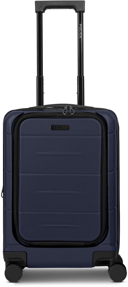 Police London 4 wielen Cabinewagen 55 cm Laptopvak met uitbreidingsplooi - Harde bagage - Combinatieslot - dark navy