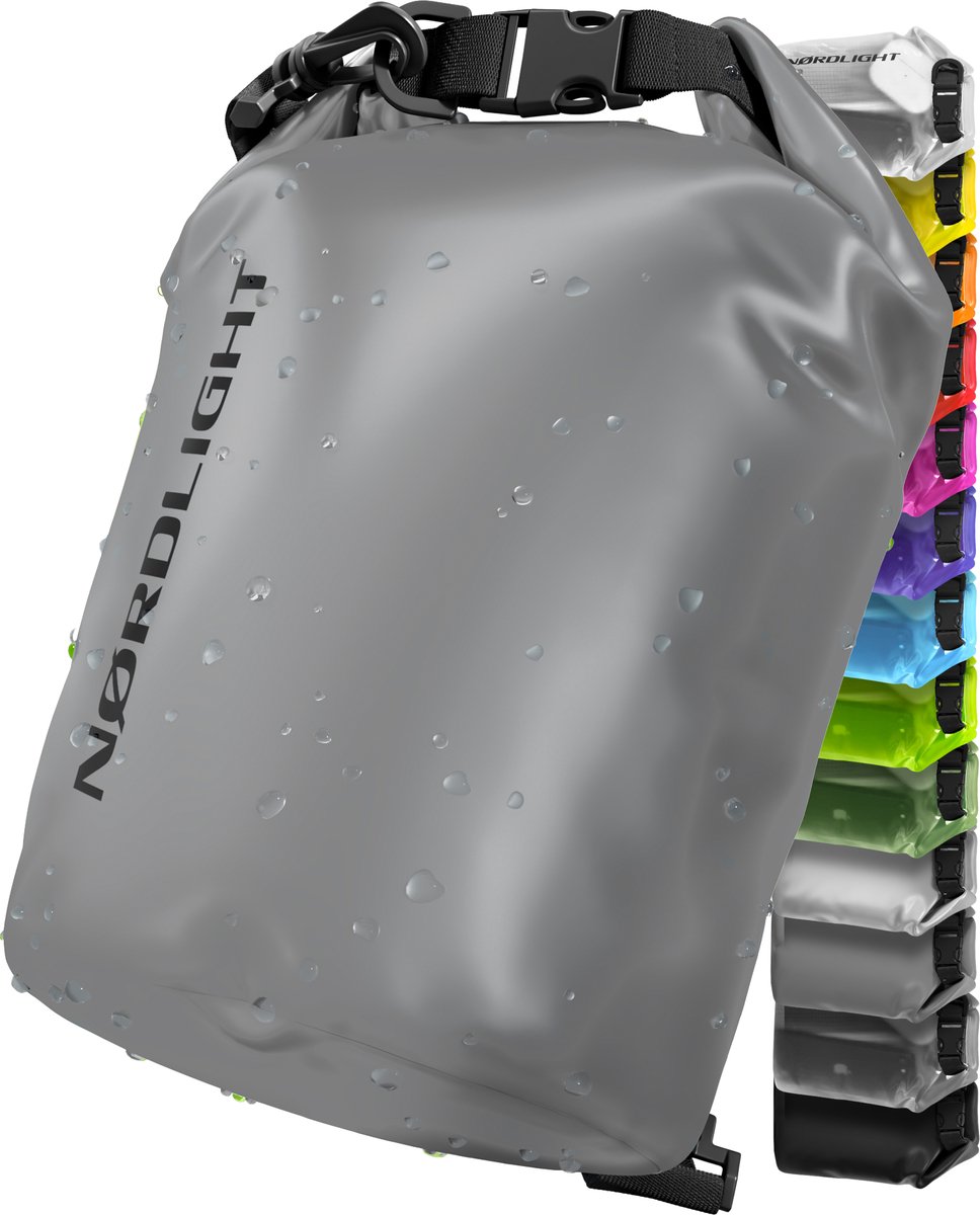 Nordlight Dry Bag en Waterdichte Tas - (10L, Antraciet) Waterdichte pakzak met rolsluiting en schouderband | Zwemmen, strand, kanoën, staand peddelen, duiken