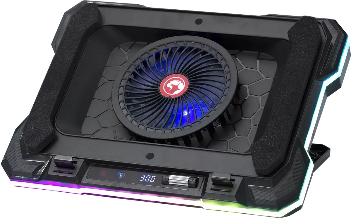 Marvo ATLAS 43 (FN‑43) – RGB Laptop Cooling Stand met 100 mm Fan, 7 Verstelhoeken & USB‑Hub