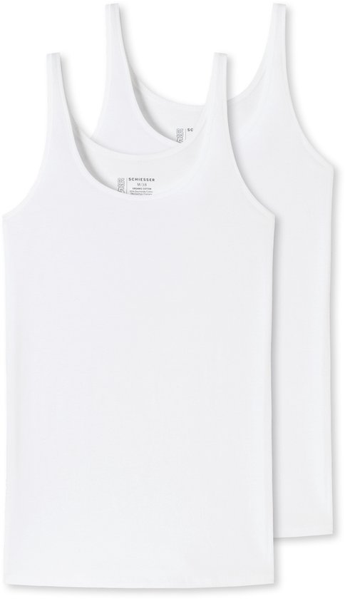 Schiesser Top 2-pack biologisch katoen wit - 95/5 Dames Onderhemd - wit