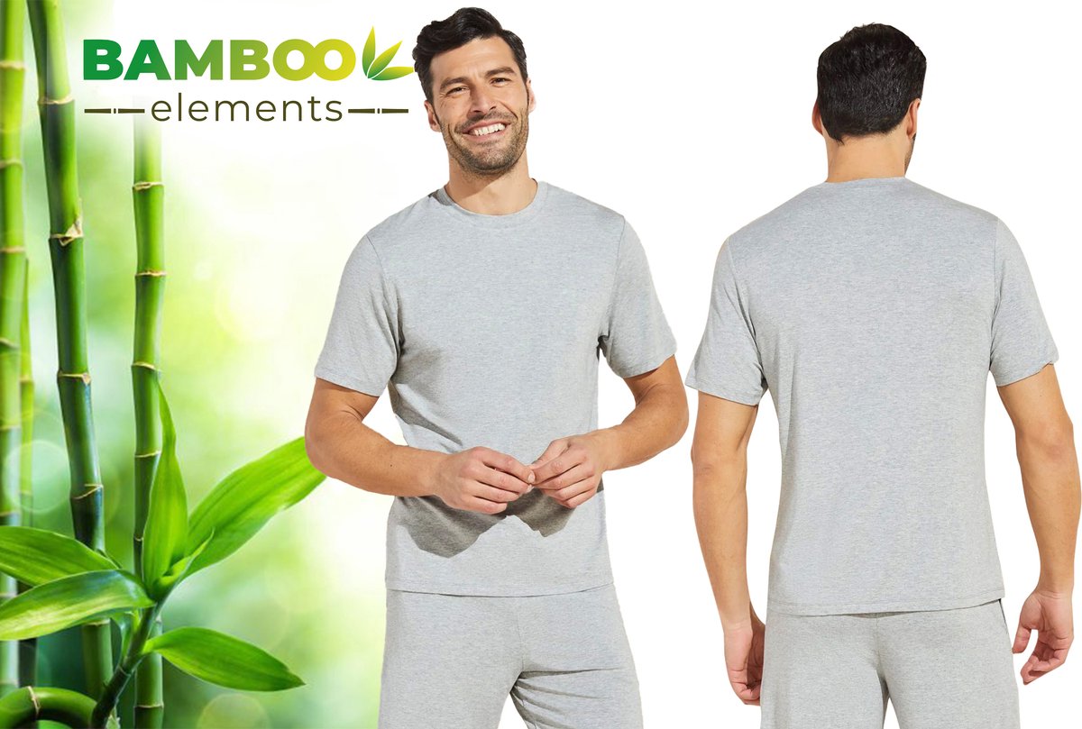 Bamboe T Shirt Heren - Grijs - Regular Fit - Casual Heren T Shirt - Bamboo - Ronde Hals