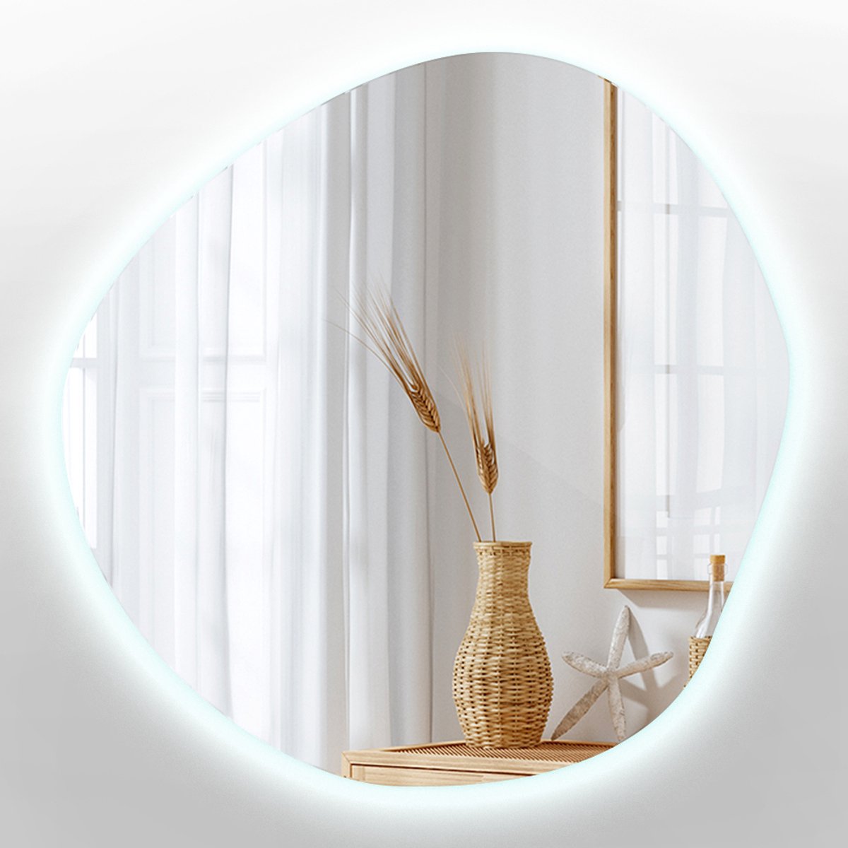 Tulup LED Spiegel - Spiegel Led Verlichting - 68 cm x 67 cm - Asymmetrische Spiegel - LED-