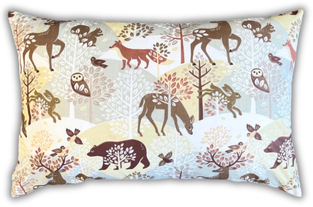 Ibenzoa Kinderkussensloop van ademend katoen met ritssluiting in diverse leuke designs, 40 x 60 cm bruin