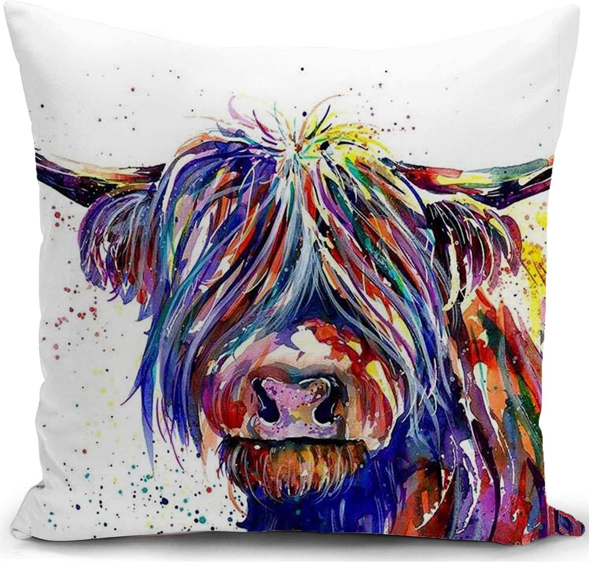 Ibenzoa Kussenhoes 40x40 cm met Hoogland Koeienmotief voor Sfeervolle Woondecoratie Kuh