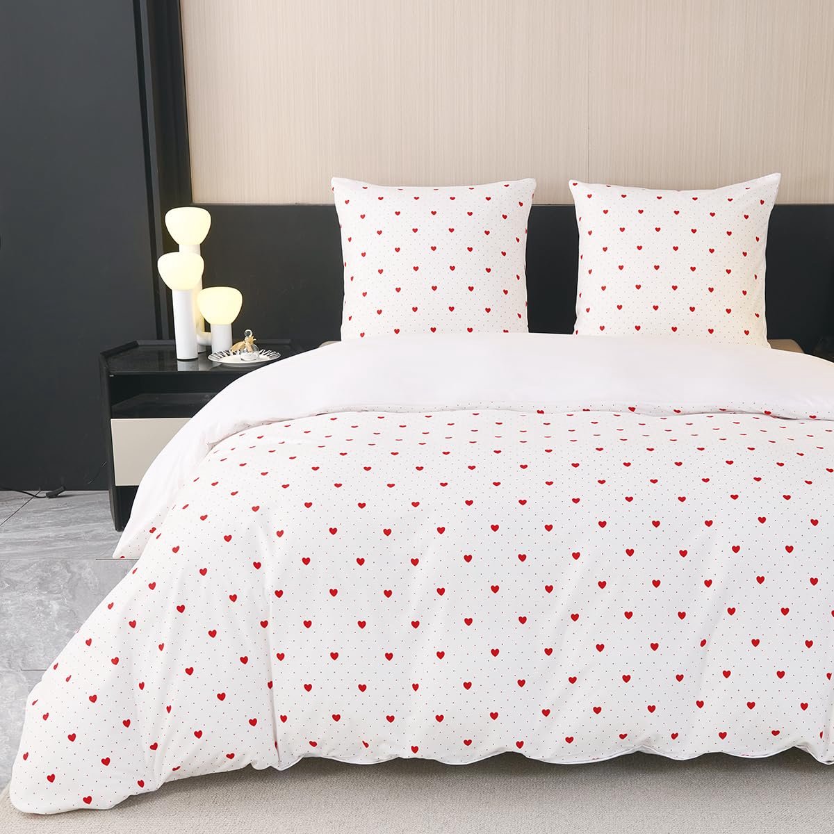 Ibenzoa® Beddengoed Set 135x200 met Hartjes Ontwerp voor Meisjes - Microvezel Stof en Strijkvrij