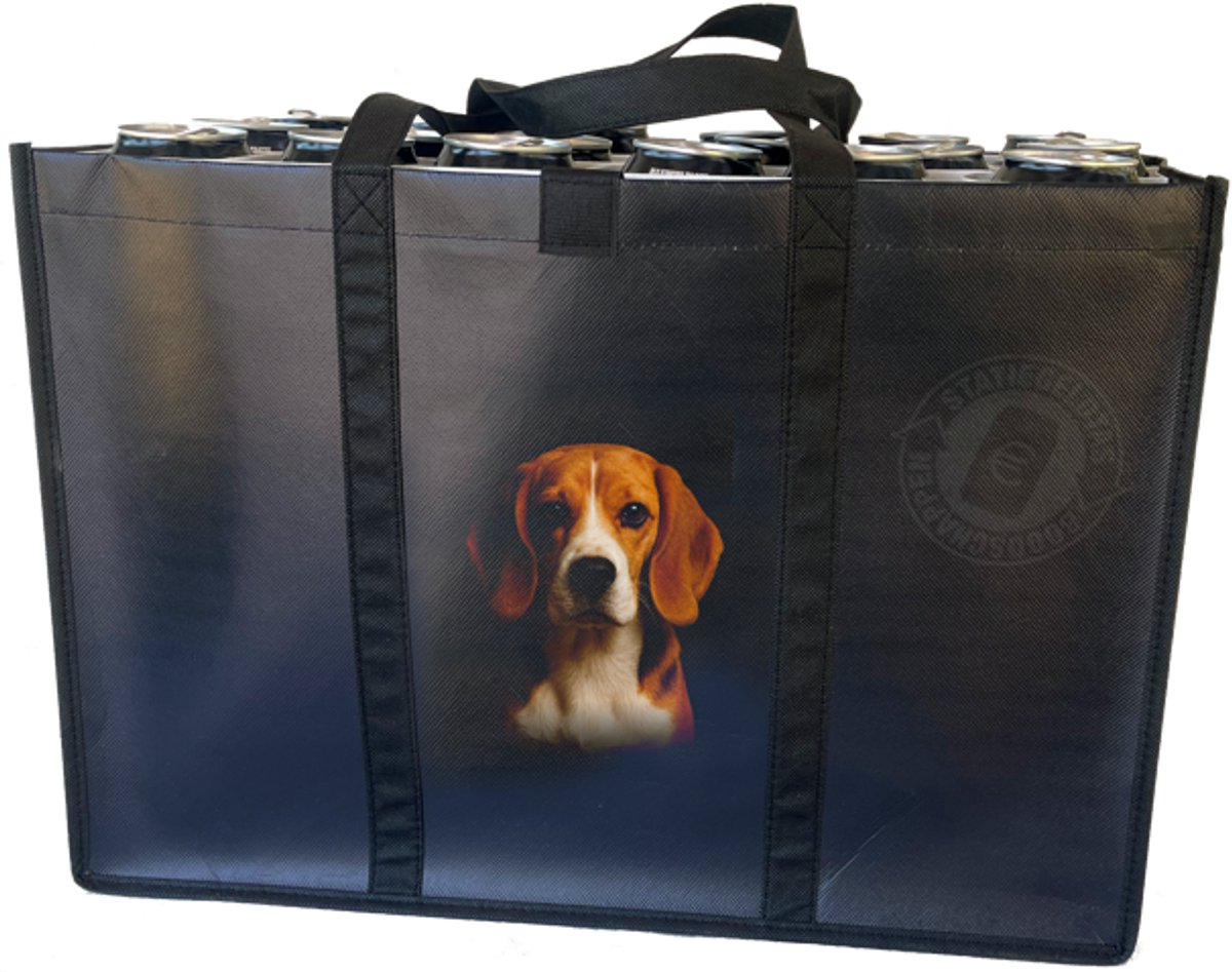 Honden tas Beagle – Statiegeldtas – boodschappentas met uniek ontwerp – met handig klittebandsysteem