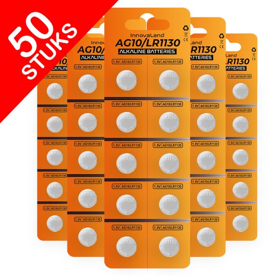 Premes - Pile bouton LR1130 - 50 pièces - Pack économique - AG10 - Knoopcel - Piles Knoopcel - Pile bouton