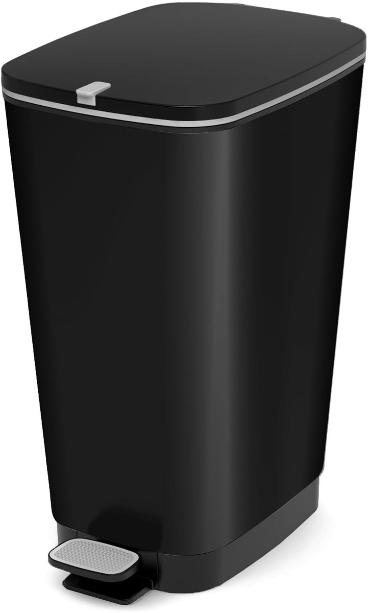 Ibenzoa® Moderne Pedaalemmer met Stijlvolle Metaaluitstraling, 45 Liter, Zwart Metallic, Met Deksel en Pedaal