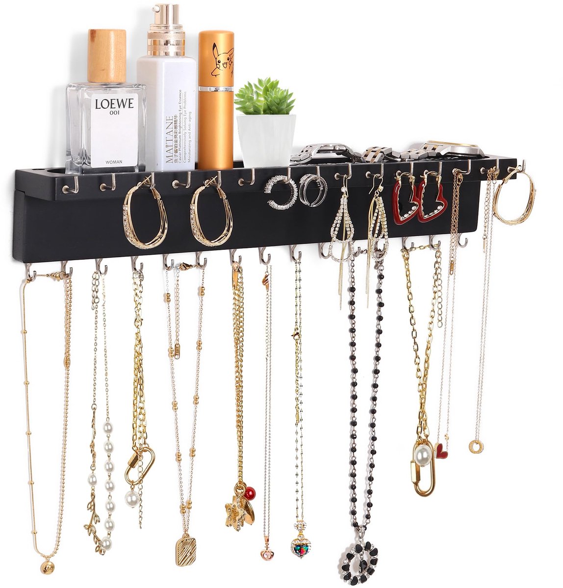 Ibenzoa® Stijlvolle Wandorganizer voor Sieraden met 30 Haken en Ruimtebesparend Design