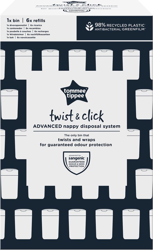 Tommee Tippee Twist & Click luieremmer starterset - 6 navullingen - wit
