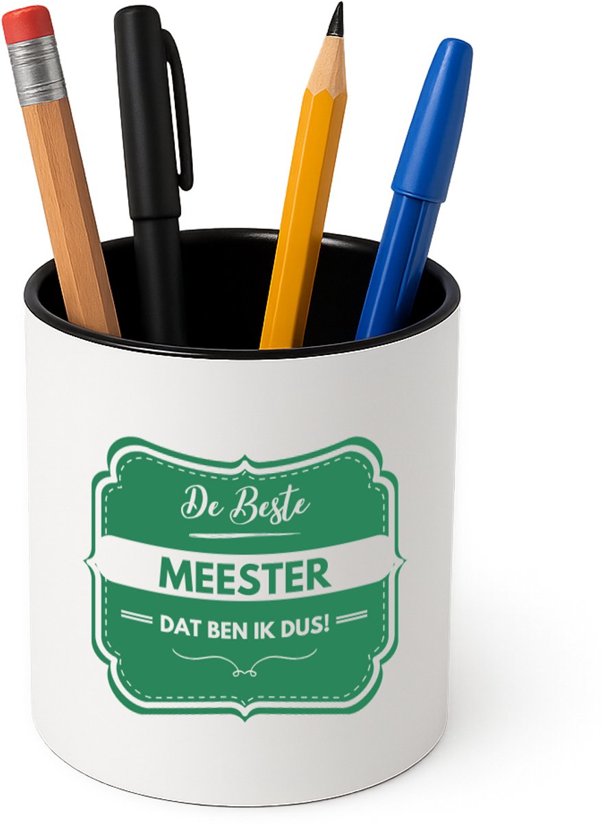 Hacebo® - De beste meester Pennenbakje - Meester - beste meester - pennenhouder - school - verjaardagscadeau - afscheidscadeau - Pennenbakje zwart