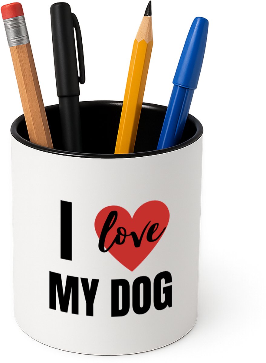Hacebo® - I love my dog Pennenbakje - Honden - honden liefhebbers - pennenhouder - verjaardagscadeau - kado - gift - geschenk - Pennenbakje zwart
