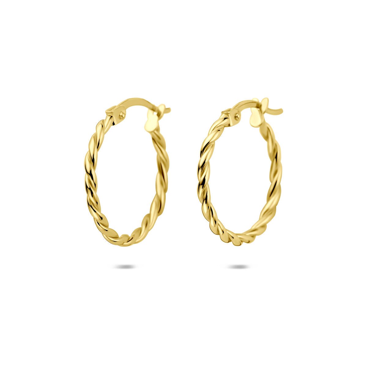 14K geelgouden oorringen gedraaid 18 mm - 4034899