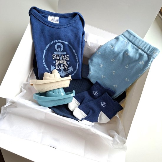 Kraamcadeau pakket - unisex - blauw - sailor - bootjes - Kraammand - Babycadeau - zeilen - Babyshowercadeau - legging van BamBam — afbeelding 4