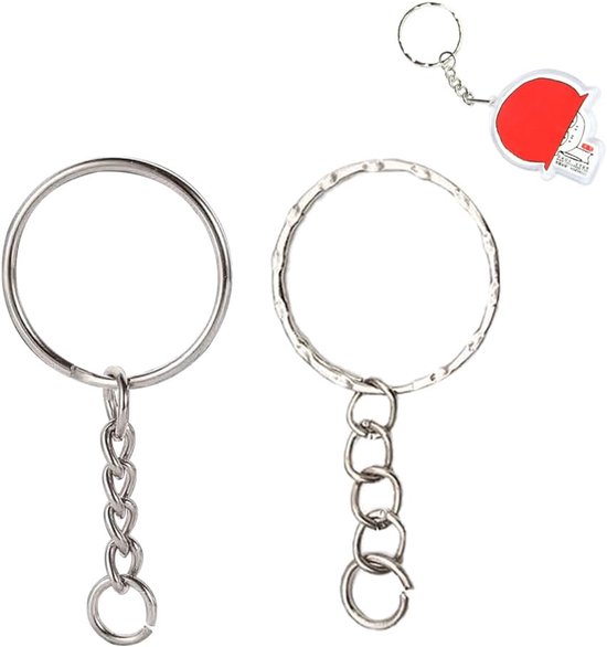 Sleutelring met ketting, 340 stuks, sleutelhangers, knutselset, 170 sleutelhangers, ringen, ketting, 170 schroefogen, pinnen, sleutelringen, 25 mm, voor sleutels, doe-het-zelf tassen, sieraden maken