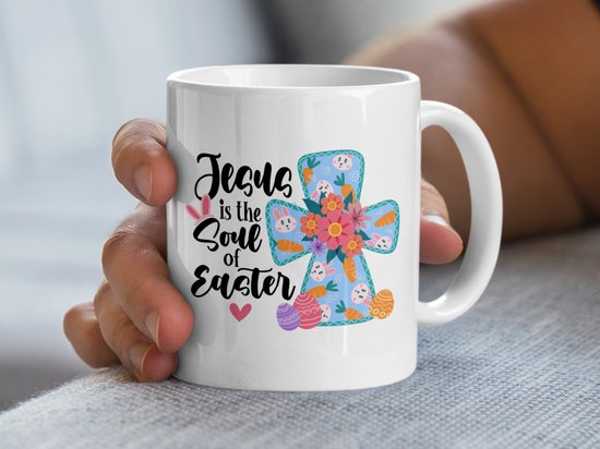 Jezus is de ziel van Pasen Mok, Pasen Kruis Mok, Lente Mok, Konijn Mok, Paasmok Gift, Paasdecoratie, Paasdag Cadeaus