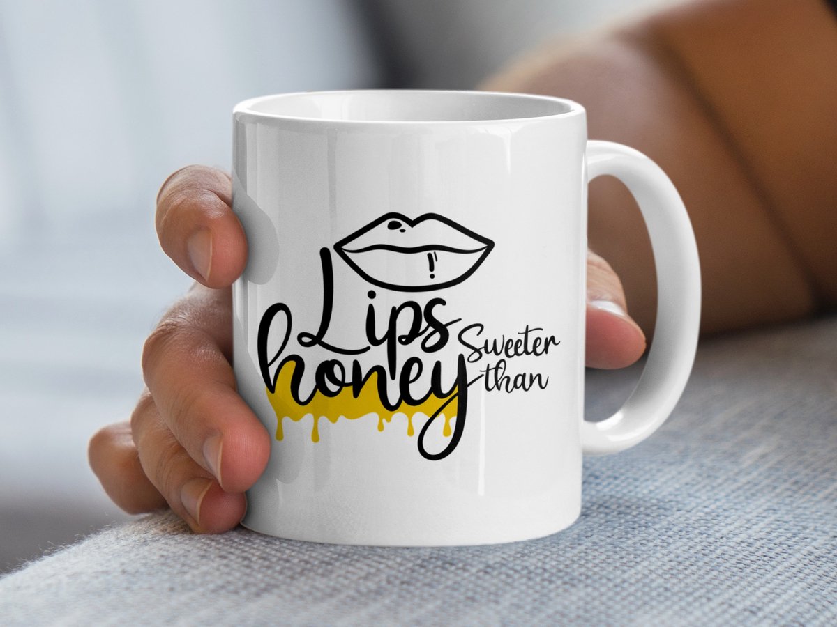 Lips Honey Mug, Sweet Text Mug, Cute Mug, Graphic Print Mug, Trending Mug, Gift Idea