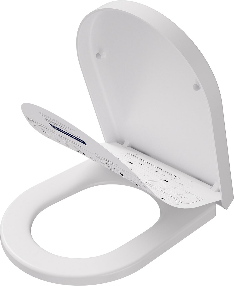 CECIPA max Toiletbril D-vorm - WC bril - Toiletbril Softclose - Easy Clean functie - Belastbaar tot 150 kg - Duroplast Wit