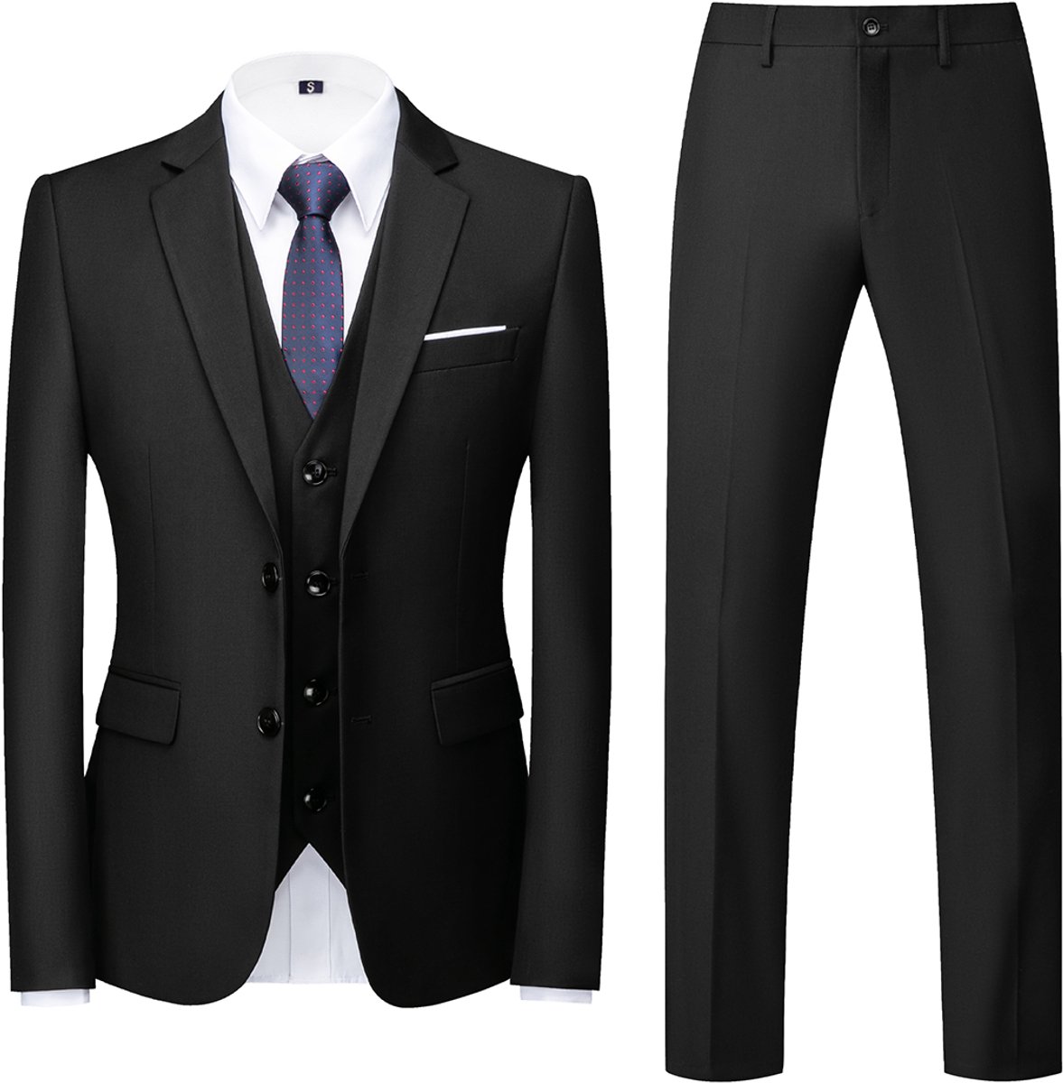ALLTHEMEN Driedelig Pak met Rugsplit - Twee Harsknopen - XL