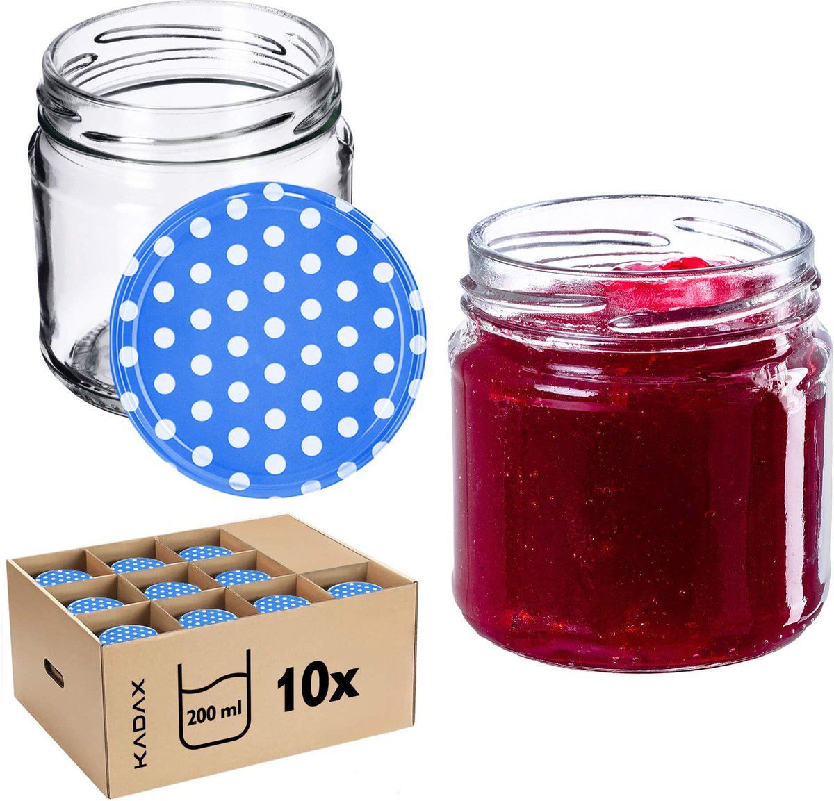 KADAX Kleine inmaakpotten, 200 ml, jampotten, diameter 66 mm, kleine