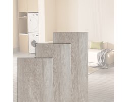 PVC laminaat zelfklevend set (7 Stuks, 1m²) Waterdicht & Anti - Ritsel voor Keuken, Woonkamer en Balkon, Wit Eiken