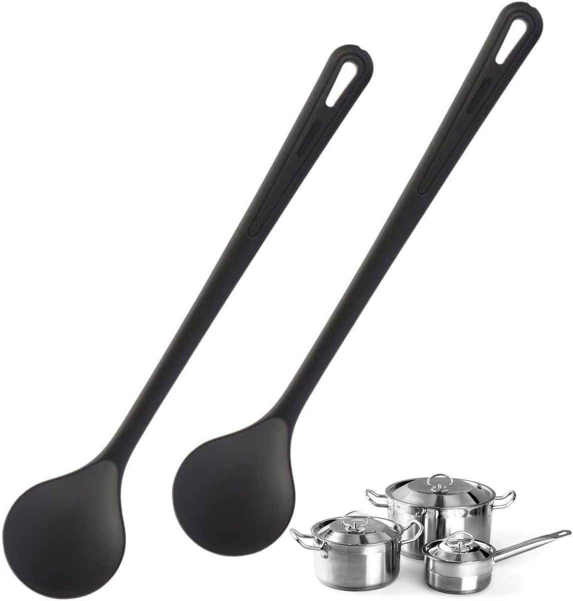 Westmark 2 roer-/kooklepels, lengte: 30,2 cm per stuk, zacht, zwart, 288422E3