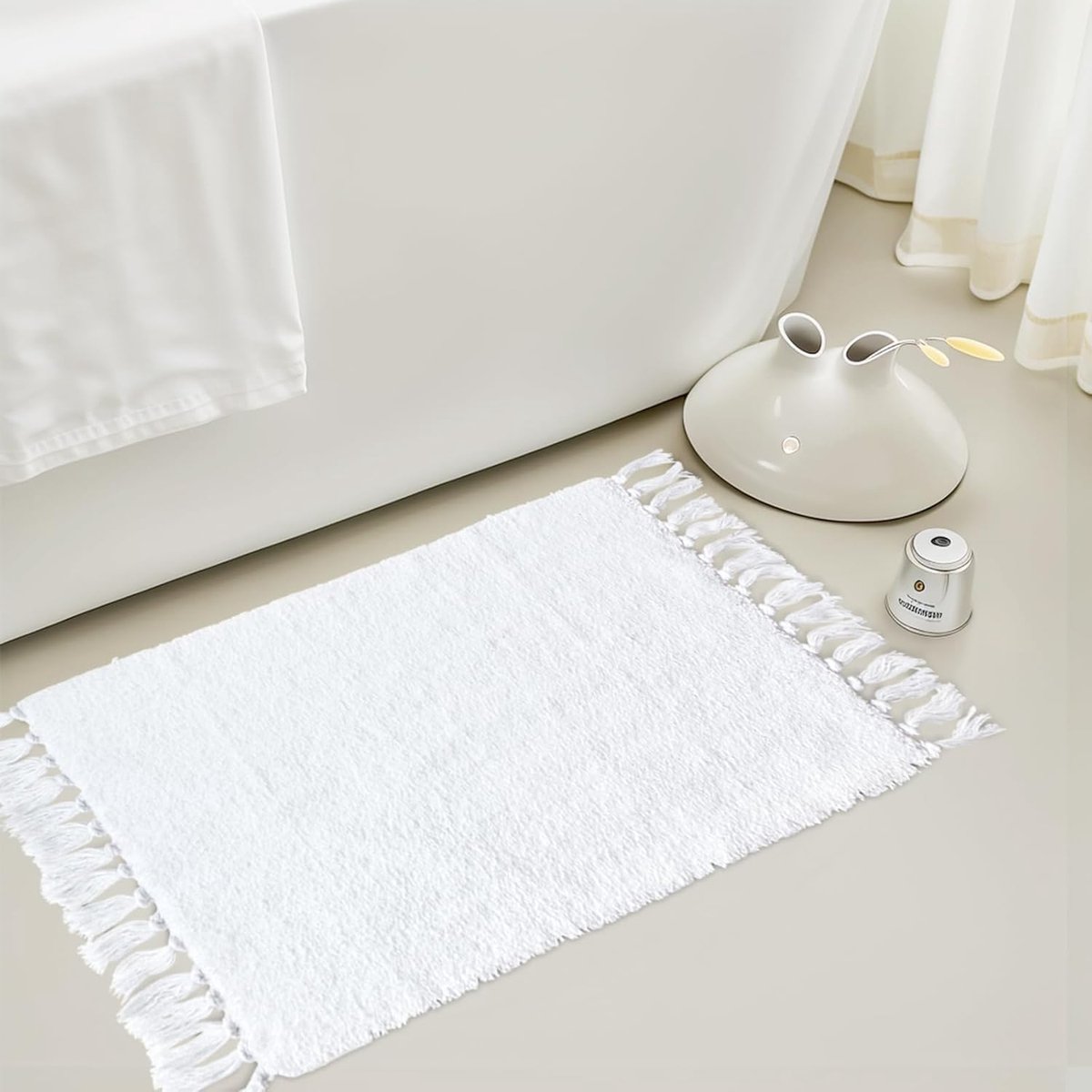 Ibenzoa® Zachte witte badmat met antislip en absorberende microvezel voor badkamerdecoratie