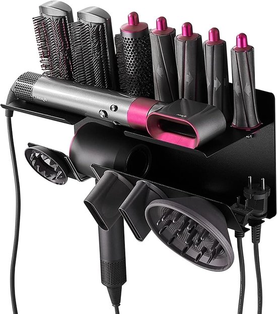 XILIMOR Wandhouder voor haargereedschap, organizer voor krultang, styler, accessoires, zelfklevende houder voor stijltang, zwart