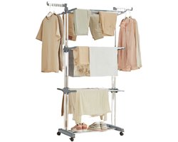Kleding droogrek - opvouwbaar wasrek - roestvrijstalen standaard - spatiebesparing - 63,5 cm x 128,02 cm x 172,97 cm