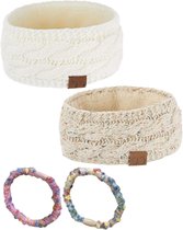 Allecto Plus - Winter haarbanden voor dames - Set van 2 - Gebreide hoofdbanden - Warme oorwarmers - Elastische banden