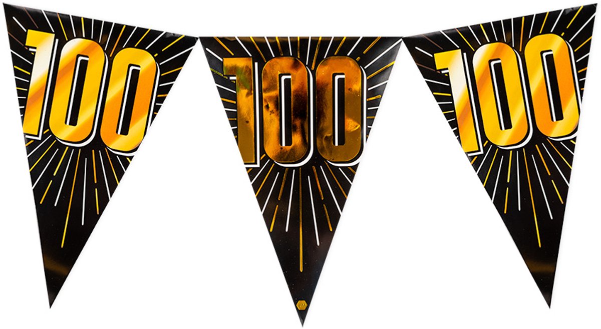 Vlaggenlijn 100 jaar | 5 meter | 15 vlaggen | Zwart Goud