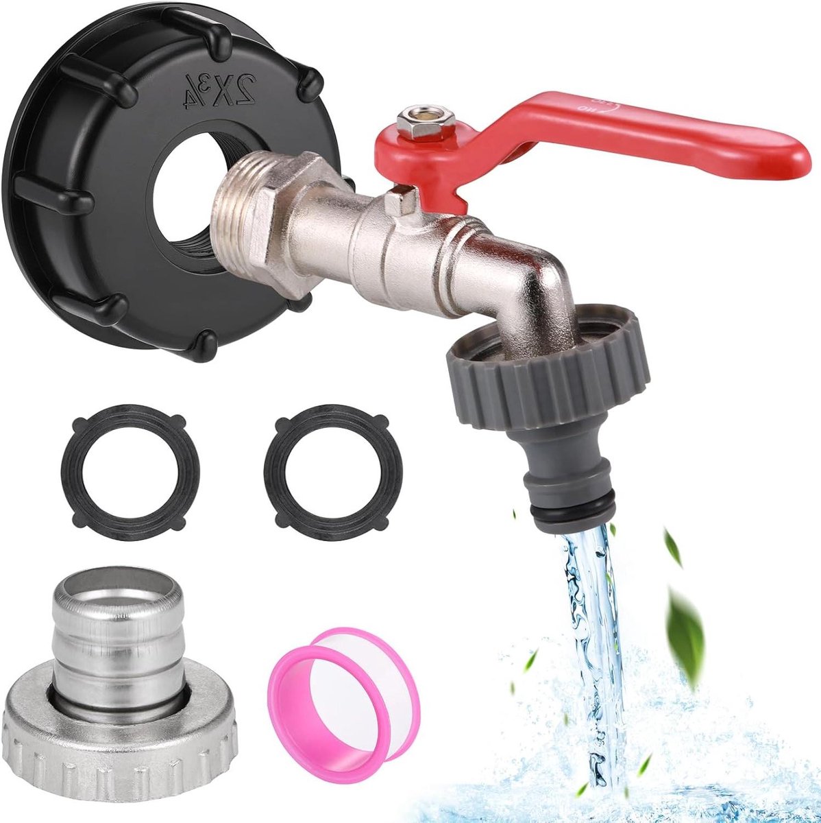 Allecto Plus - IBC Tankfittingen 3/4" Legering voor Wateropslagtank - Lekvrij en Duurzaam - Tuinslangverbinder - Ventielmontagegedeelte met S60x6 Aansluiting