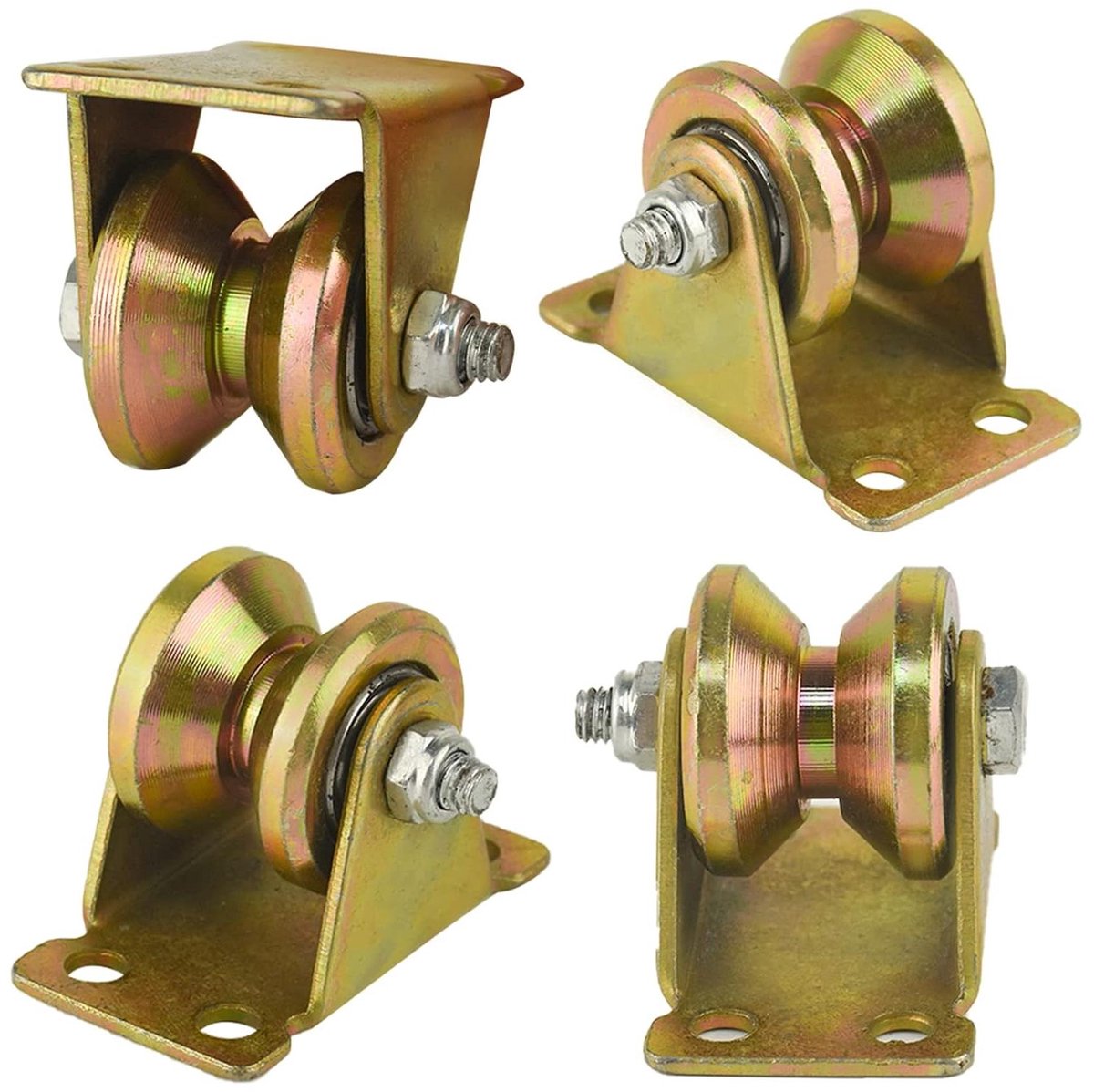 Allecto Plus - 4-pack Katrollen met V-Groove voor Zware Lasten - 200 kg Capaciteit - Stalen Castors voor Waslijn en Rolldeuren