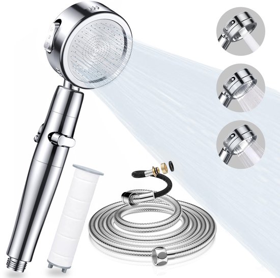 Boraboi® Verchroomde douchekop met filter en waterbesparende technologie voor een ultieme douche-ervaring