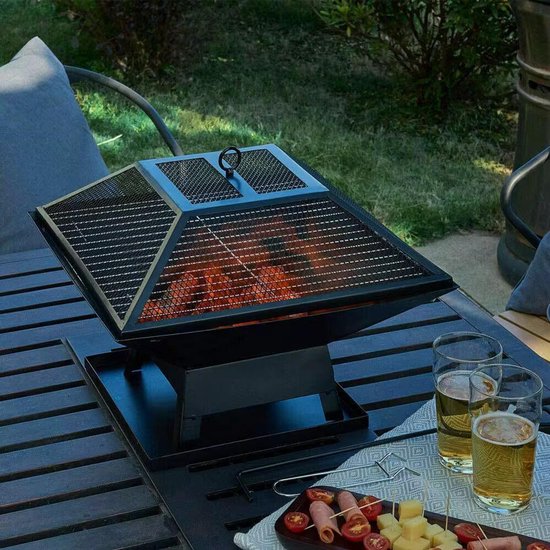 Draagbare Houtskool BBQ Grill en Vuurkorf – 3-in-1 Buitenhaard voor Tuin, Camping en Terras – 45x45x35 — afbeelding 5