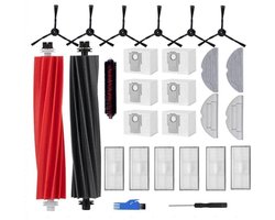 Accessoireset geschikt voor reserveonderdelen voor de Roborock S8 Pro ULtra robotstofzuiger, 6 stofzakken, 6 filters, 6 zijborstels, 4 dweilen, 1 reinigingsborstel
