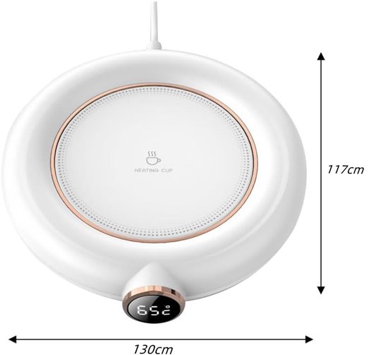 Warmhoudplaat voor mok of beker - Plaat om te verwarmen - Koffiekopverwarmer - Theebekerwarmer - Thermische warmhoudplaat - Warmhoudonderzetter - USB-koffiewarmer voor thuisgebruik op kantoor of op het bureau- Wit — afbeelding 5